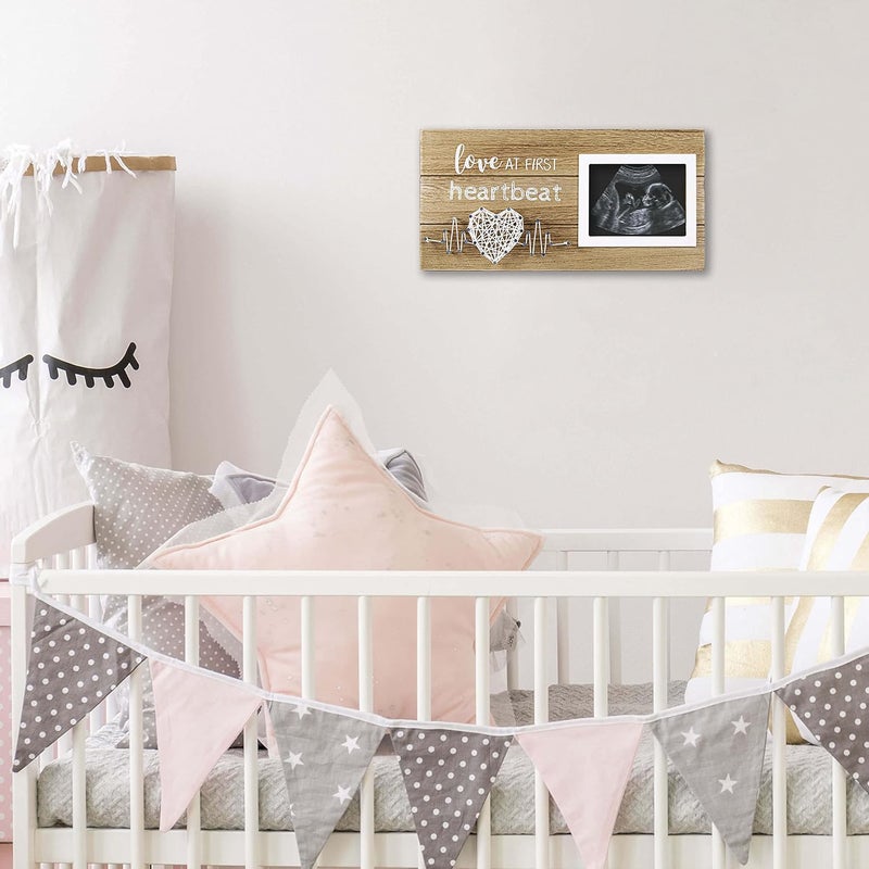 VILIGHT New Mom Gifts - Pregnancy Announcements Baby Gender Reveal Gifts - Love At First Heartbeat Sonogram Picture Frame for Standard 4" x 3" Ultrasound Photo - Image 3
